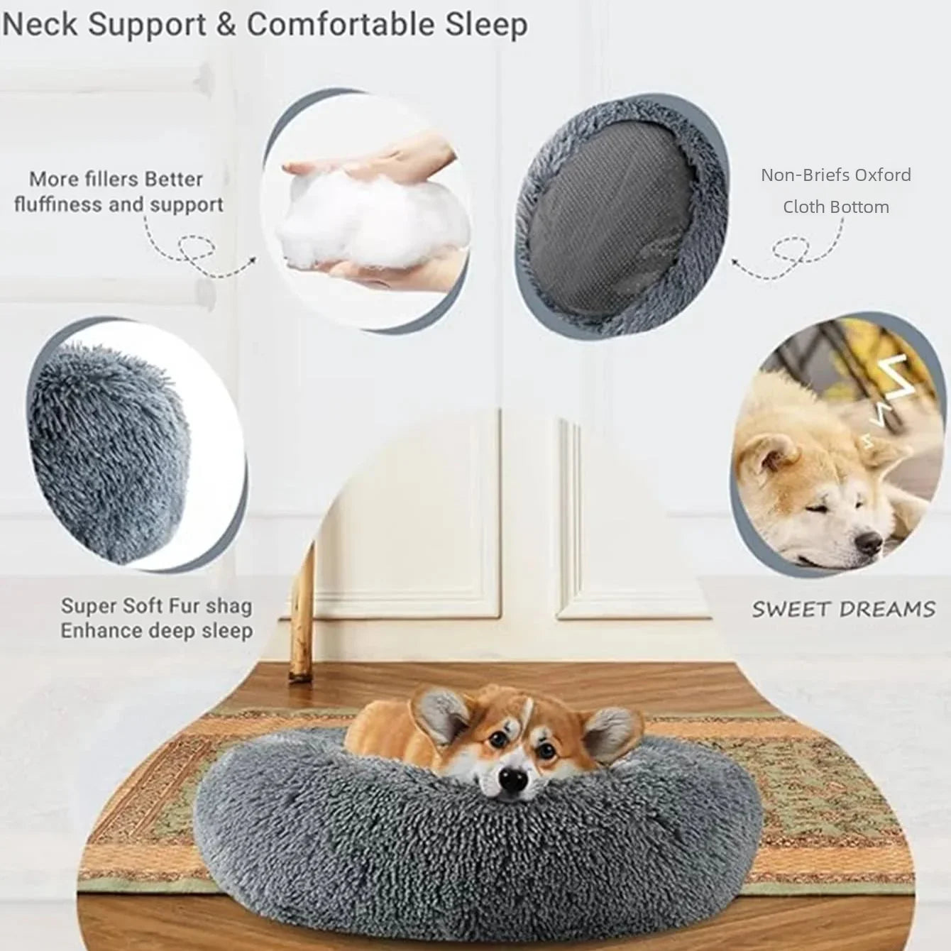 Super Soft Plush Round Pet Bed